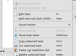 A popup menu asociated with task's tree