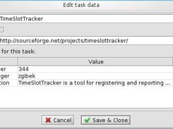 Dialog window to enter task's data