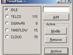 Main Screen used to Add/Remove Jobs and set the active job