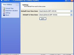 Settings page for selecting default from and to time zones