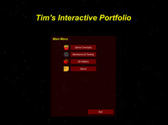 Main Menu showing what's in the project thus far