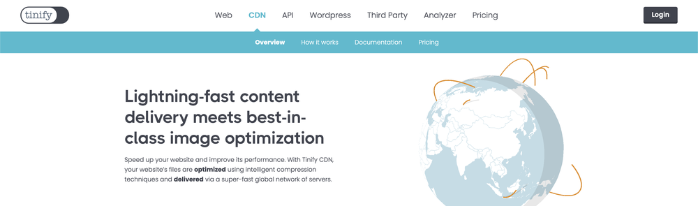 Product page of Tinify CDN