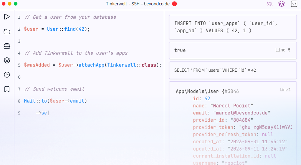 Tinkerwell Screenshot 1