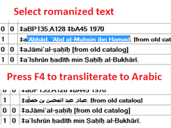 Transliterate selected romanized text to Arabic