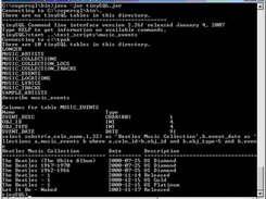 Typical tinySQL command prompt session (MS Windows)