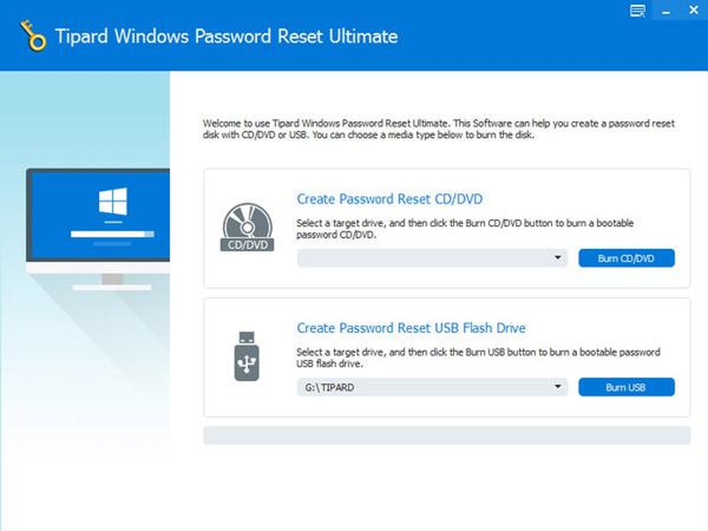 Tipard Windows Password Reset Screenshot 1