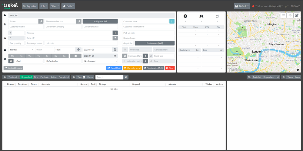 taxi dispatch system dispatcher view