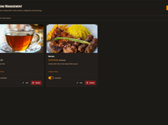 Menu Items Dashboard
