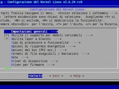 Translated menuconfig window (Italian)