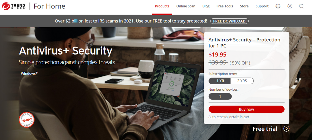 Trend Micro Antivirus+ Security Screenshot 1