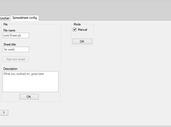 Spreadsheet configuration screen