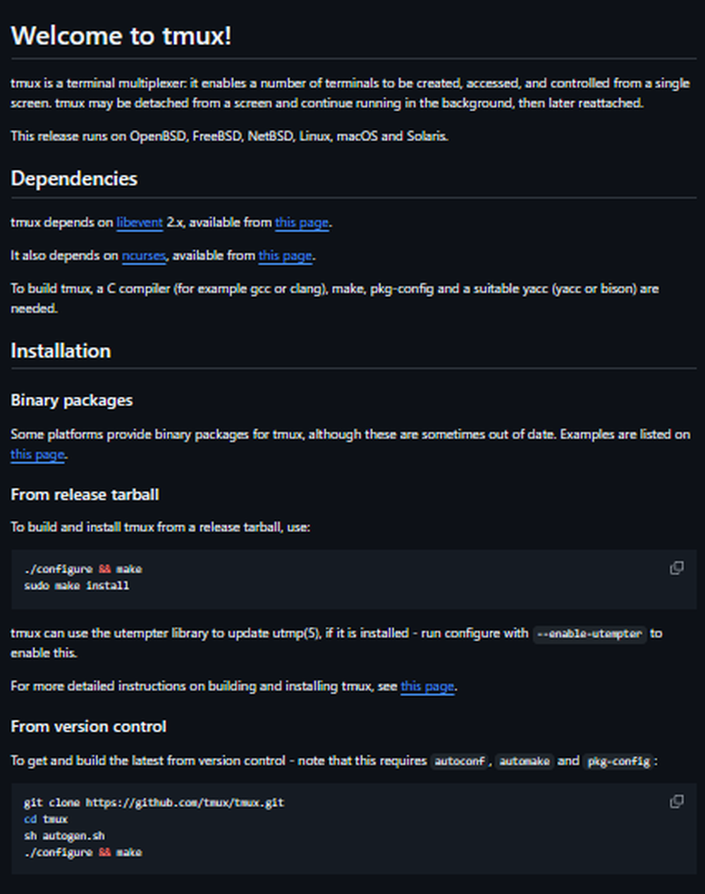 tmux Screenshot 1