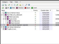 Todomoo main window. Categories, hierarchical organization.