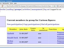 Screen to change membership of groups