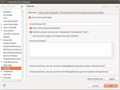 Eclipse Tomcat Plugin project properties