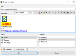 New task dialog