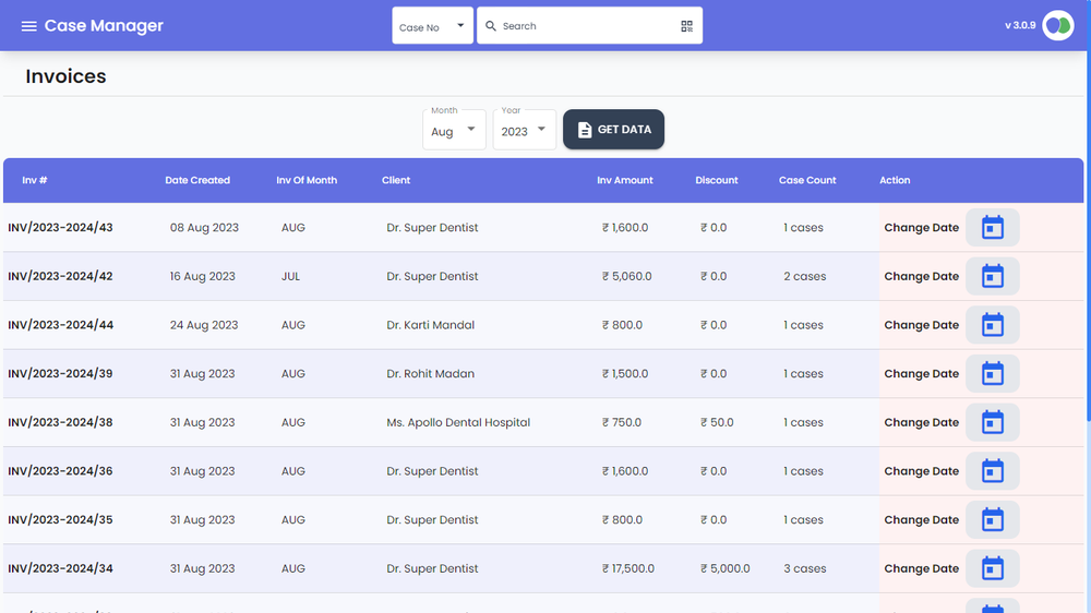 Digital case register with live status