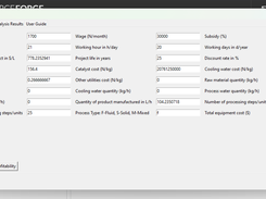 Process Economic Analysis Entry Data
