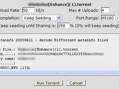 TorreFlux Start a Torrent Screen