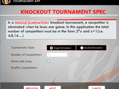 Specify knockout tournament specifications
