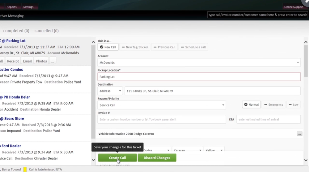 Towbook Management Software-Detail