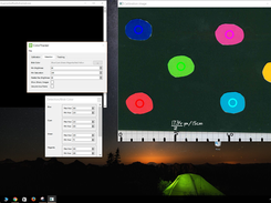 Detection tab with visible blob hue threshold settings window below as well as calibration image on the right.