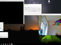 Tracking tab with visible camera settings window, projection matrix settings window as well as live camera image with augmentation using 1280 x 720 resolution.
