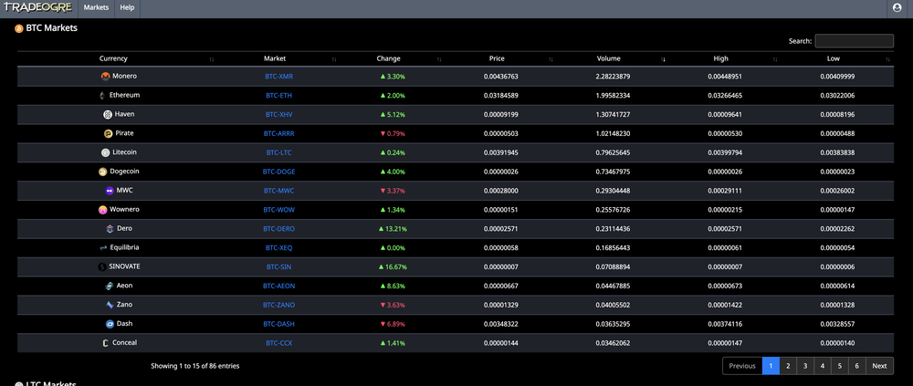 TradeOgre Screenshot 1