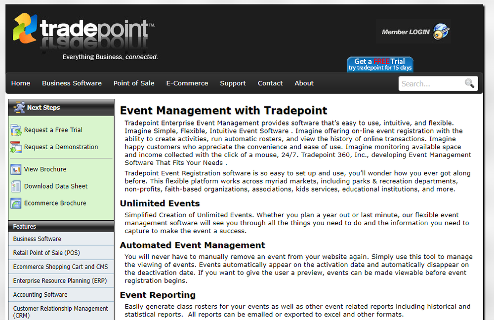 Tradepoint Event Management Screenshot 1