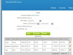 Order entry screen