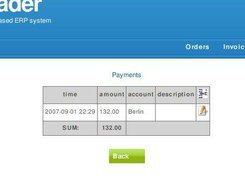 Payments for order screen