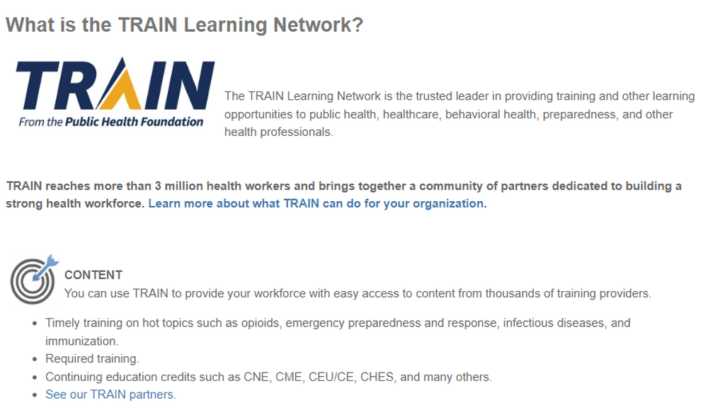 TRAIN Learning Network LMS Screenshot 1