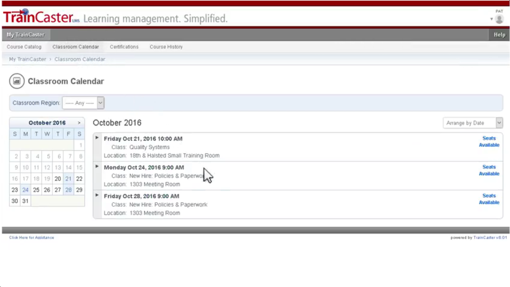 TrainCasterLMS-ClassroomCalendar