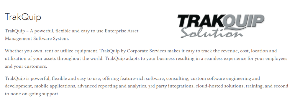 TrakQuip Screenshot 1