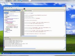 Code editor, log windows, and tool sequence panes