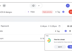 Track time through desktop apps for Windows and macOS and set notifications and reminders.