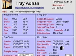 TrayAdhan - Main window