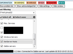 TrayBrowser (ZabbixTray) settings window