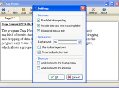 Tray Notes .NET settings window