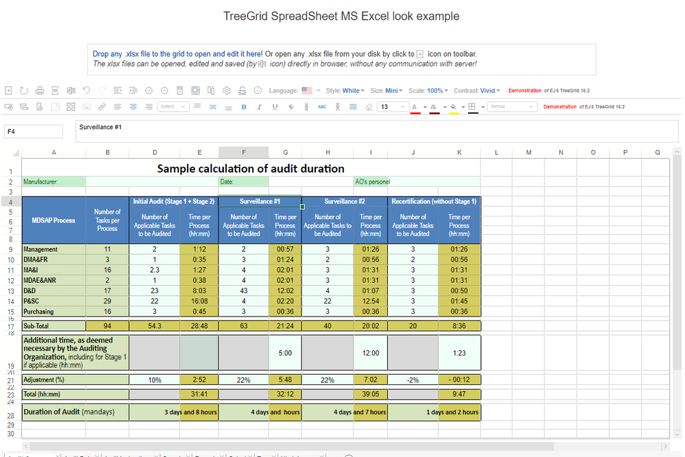 TreeGrid SpreadSheet Screenshot 1