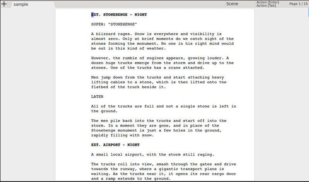 Trelby Screenshot 1