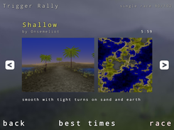 Trigger Rally: map selection menu