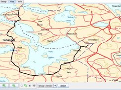 Route viewed on the map client applet