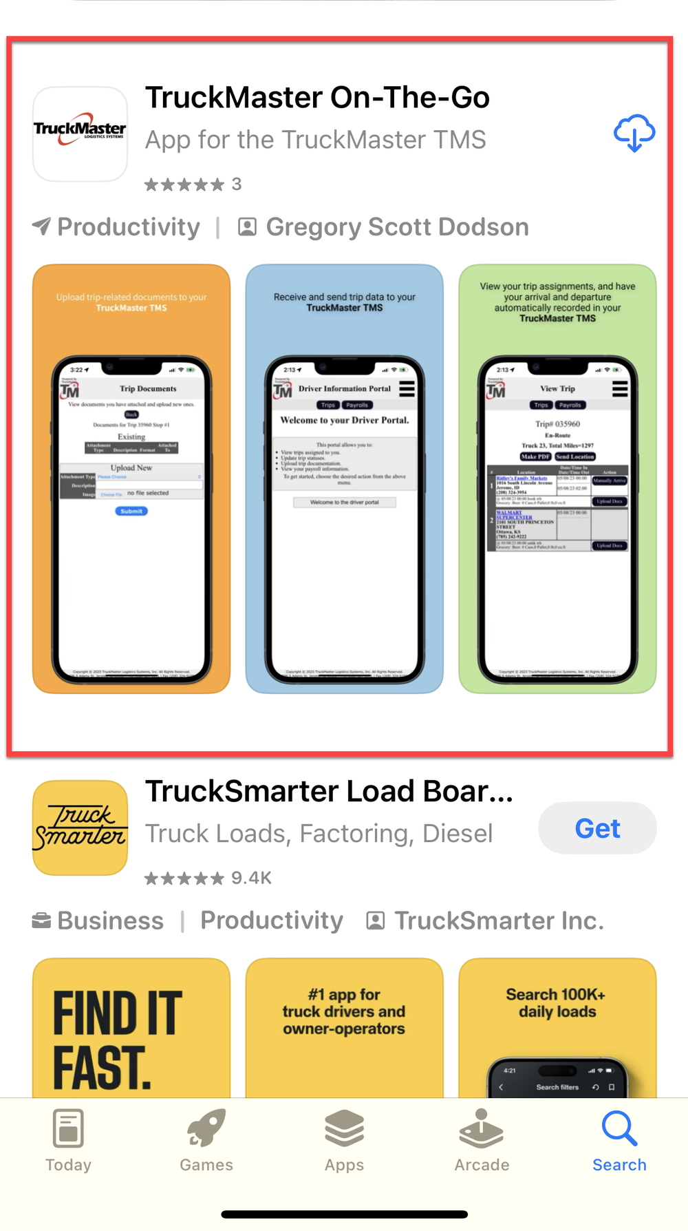 TruckMaster On-The-Go app