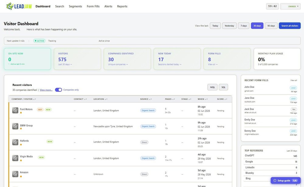 Main LeadJaw Dashboard