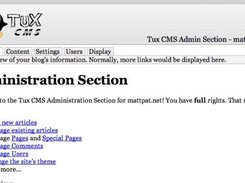 The main screen of the administrator backend.