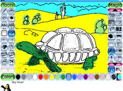 Coloring in a coloring-book style image in Tux Paint