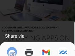 Chrome share dialog with Tuxpin as share target.  Sharing to tuxpin will send page to podcast player