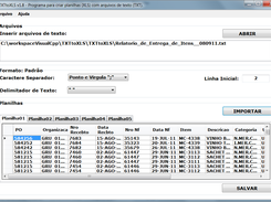 Tela do programa após importar do TXT.