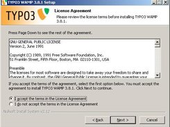 Licence page of the installer